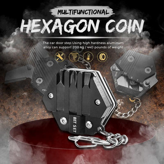 Multifunctional Hexagon Coin Pocket Knife Tool